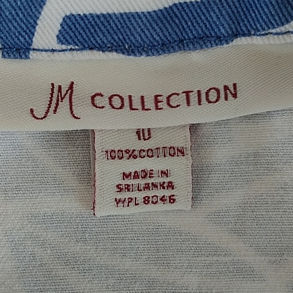 JM Collection, Blue Geometric Cotton Jacket.Sz 10. - Picture 7 of 8